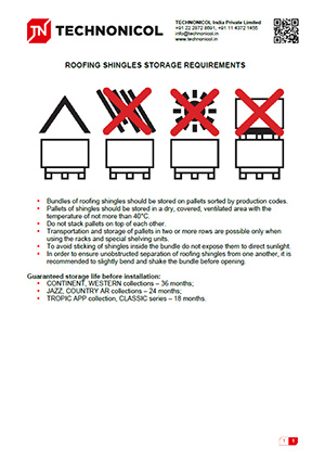 Roofing shingles storage requirements