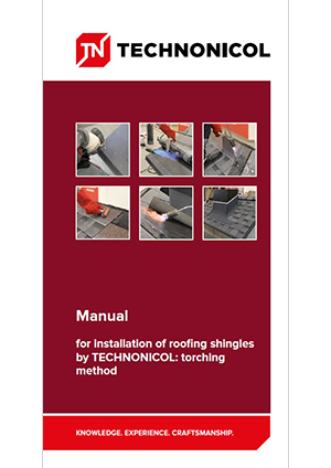 Roofing shingles installation - torching method