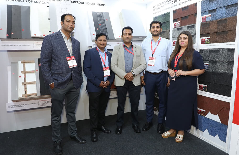 TECHNONICOL India team at Roof India 2025 booth, Bombay Exhibition Centre TECHNONICOL India team at Roof India 2025 booth, Bombay Exhibition Centre